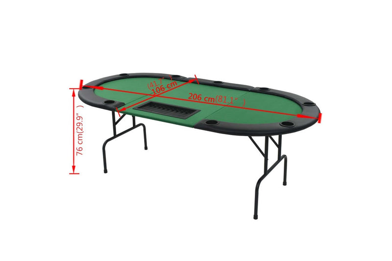 9 Player Folding Poker Table 3 Oval Green Camping Tables