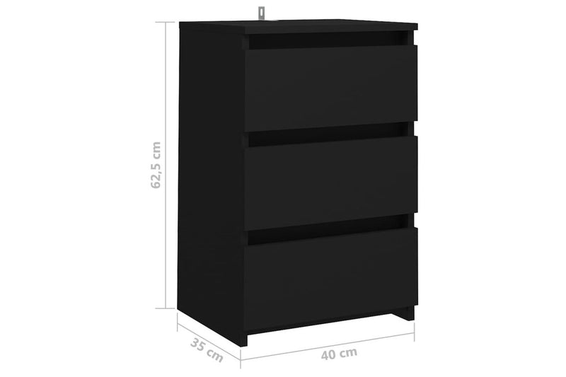 Bed Cabinet Black 40X35x62.5 Cm Engineered Wood Bedside Tables