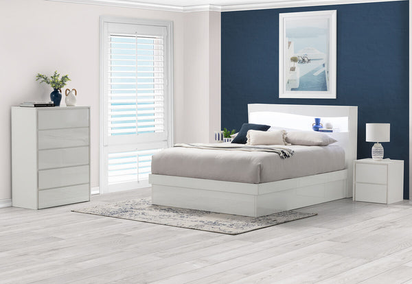 CALISTO 4 Piece Queen Bed Tall Chest Suite