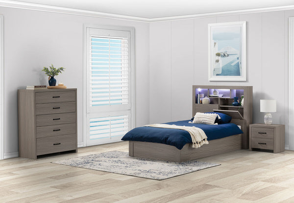 GEOVANA 3 Piece King Single Bed Tall Chest Suite.