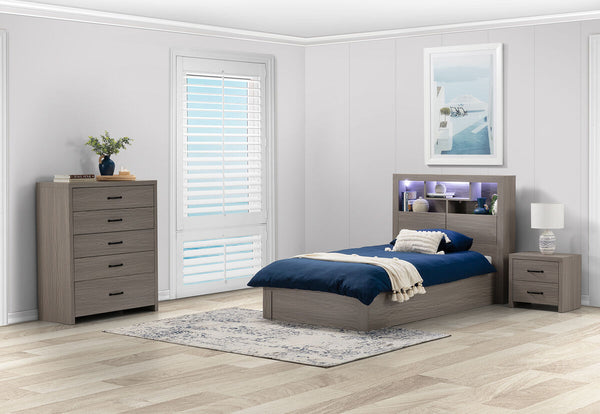 GEOVANA 3 Piece King Single Bed Tall Chest Suite.