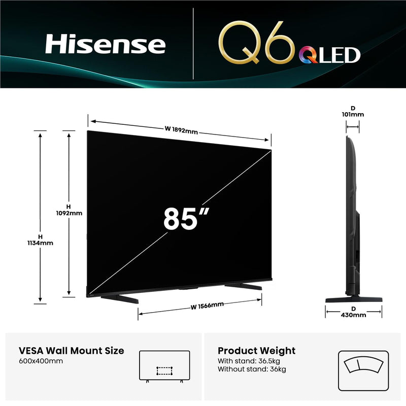Hisense 85" Q6QAU 4K QLED Smart TV [2025]