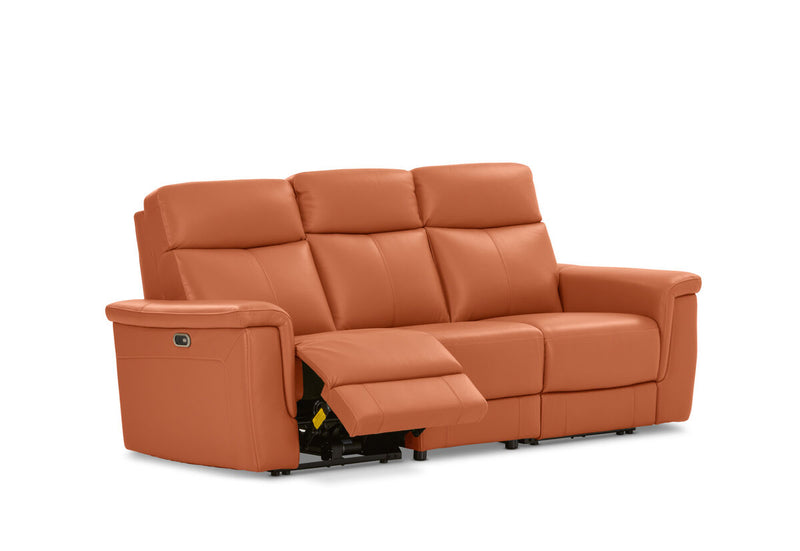 SERGIO LEATHER 3 Seater with 2 Inbuilt Electric Recliners