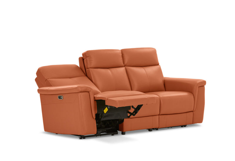 SERGIO LEATHER 3 Seater with 2 Inbuilt Electric Recliners