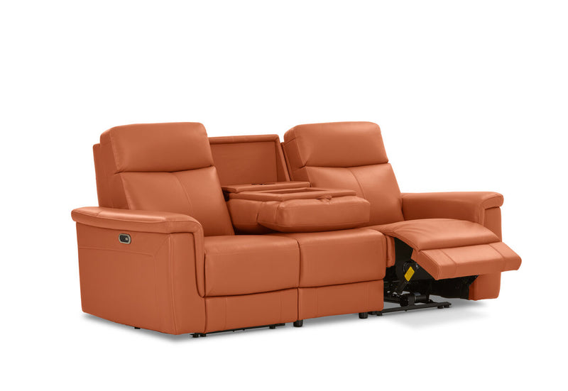 SERGIO LEATHER 3 Seater with 2 Inbuilt Electric Recliners