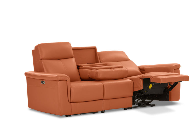 SERGIO LEATHER 3 Seater with 2 Inbuilt Electric Recliners