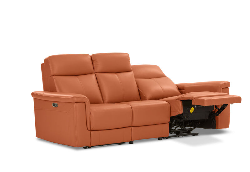 SERGIO LEATHER 3 Seater with 2 Inbuilt Electric Recliners