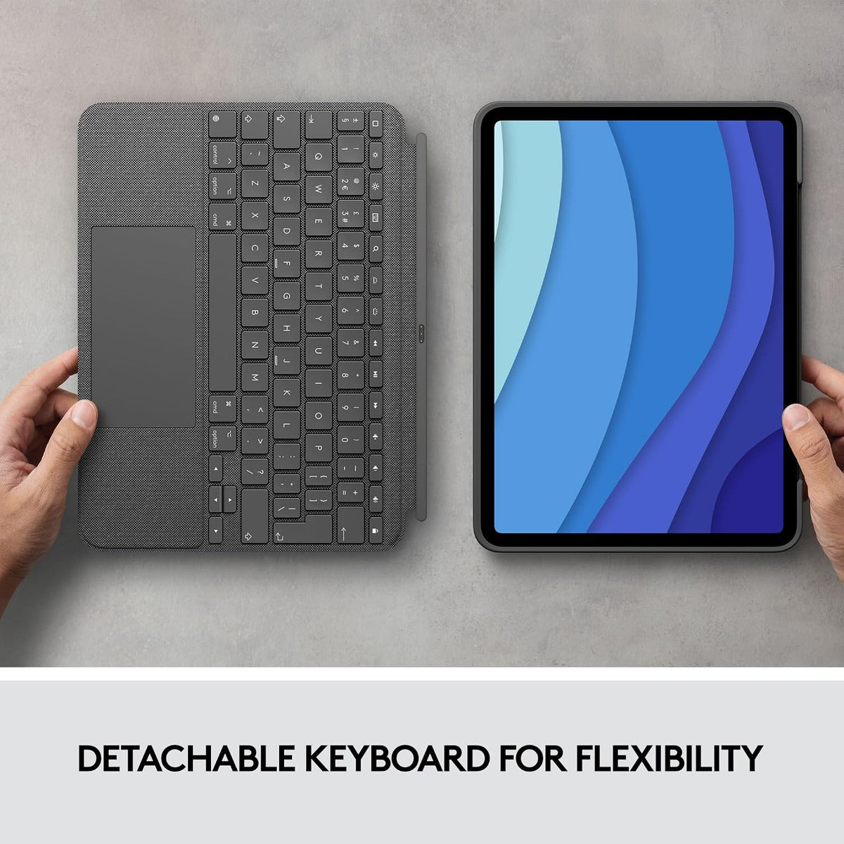Logitech Combo Touch iPad Pro 11-inch (1st, 2nd, 3rd, 4th gen - 2018, 2020, 2021, 2022) Keyboard Case - Detachable Backlit Keyboard, Click-Anywhere Trackpad - Oxford Grey