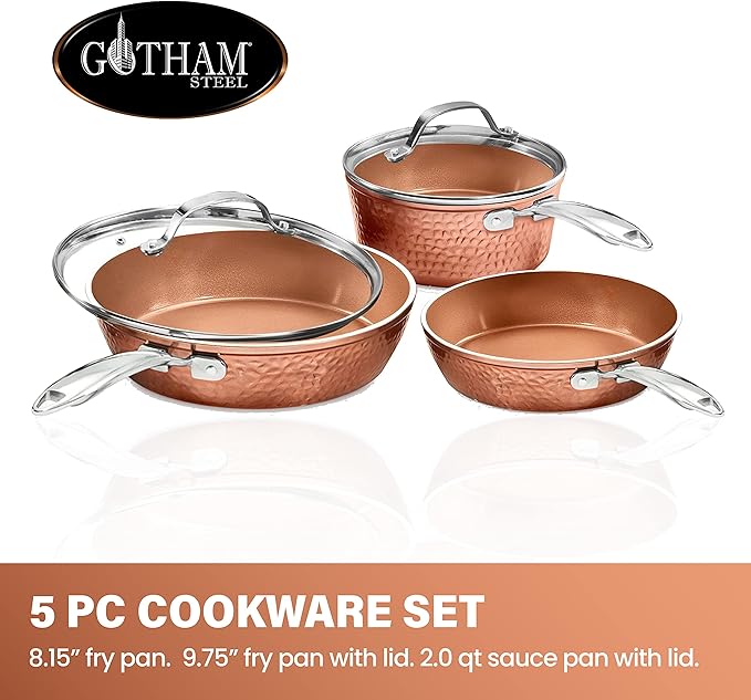 Gotham Steel Premium Hammered Cookware â€šâ€œ 5 Piece Ceramic Cookware - Layaway AU