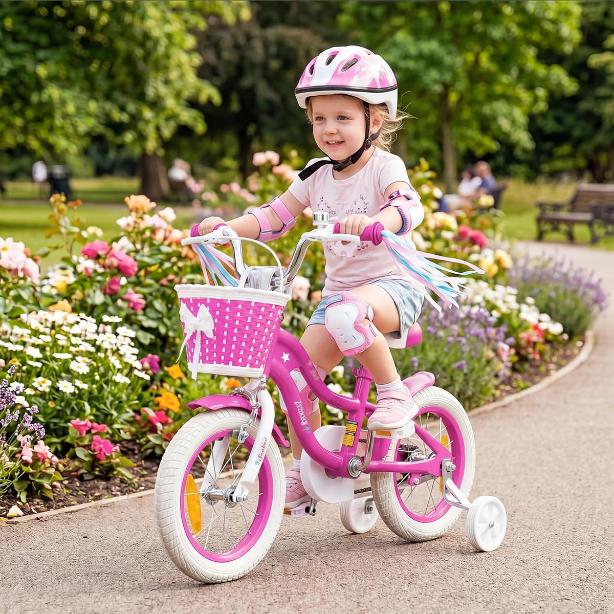 HONEY JOY Kids Bicycle, Mermaid Girls Bike w/Hand & Coaster Brakes