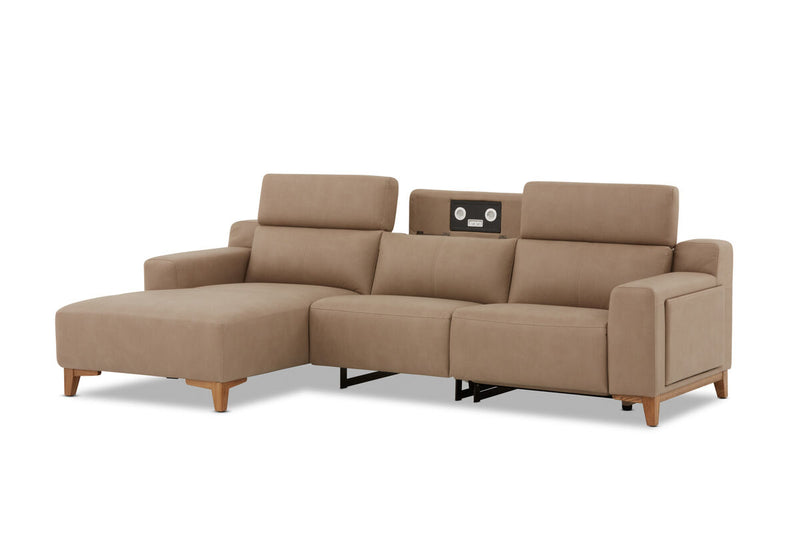 GAGE FABRIC 3 Seater Sofa with Electric Recliner & LHF Chaise