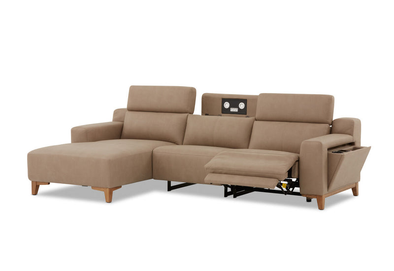 GAGE FABRIC 3 Seater Sofa with Electric Recliner & LHF Chaise