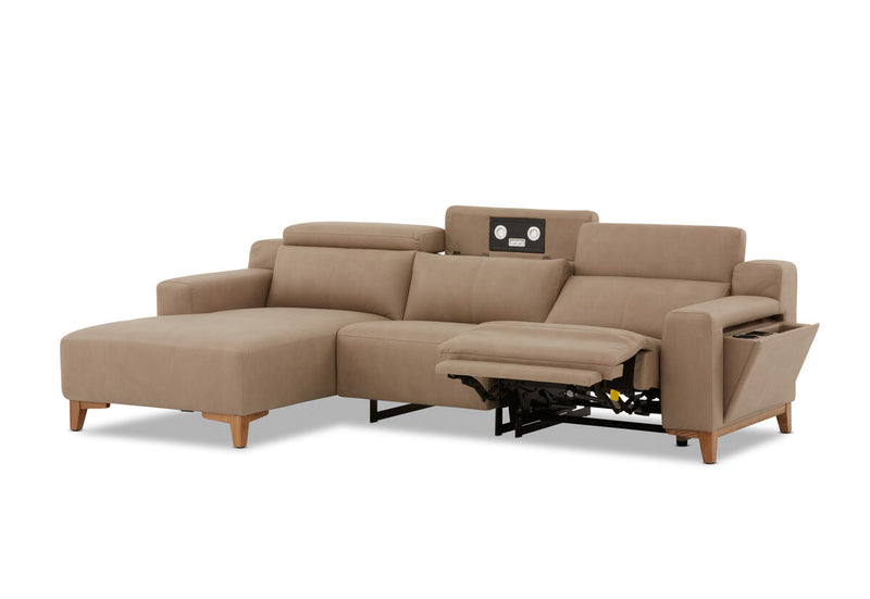 GAGE FABRIC 3 Seater Sofa with Electric Recliner & LHF Chaise