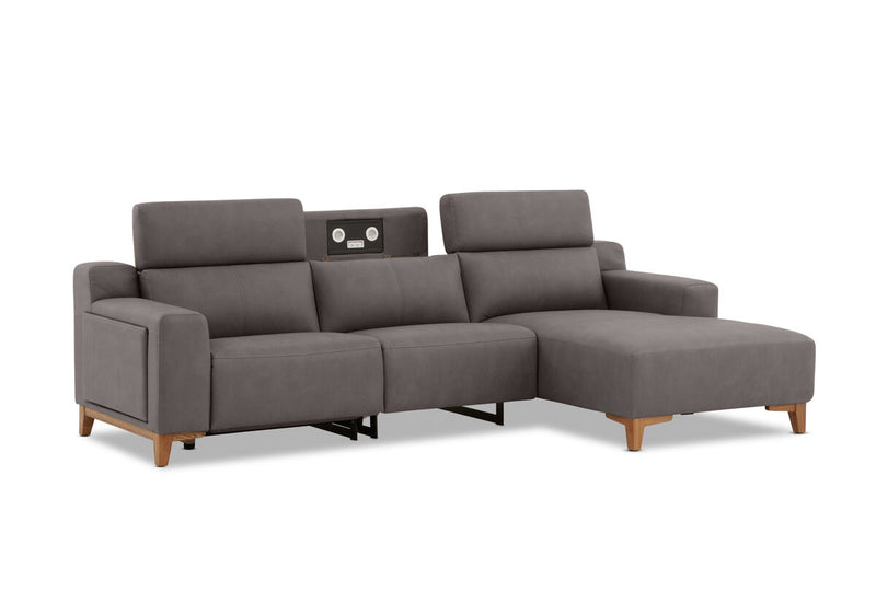 GAGE FABRIC 3 Seater Sofa with Electric Recliner and RHF Chaise