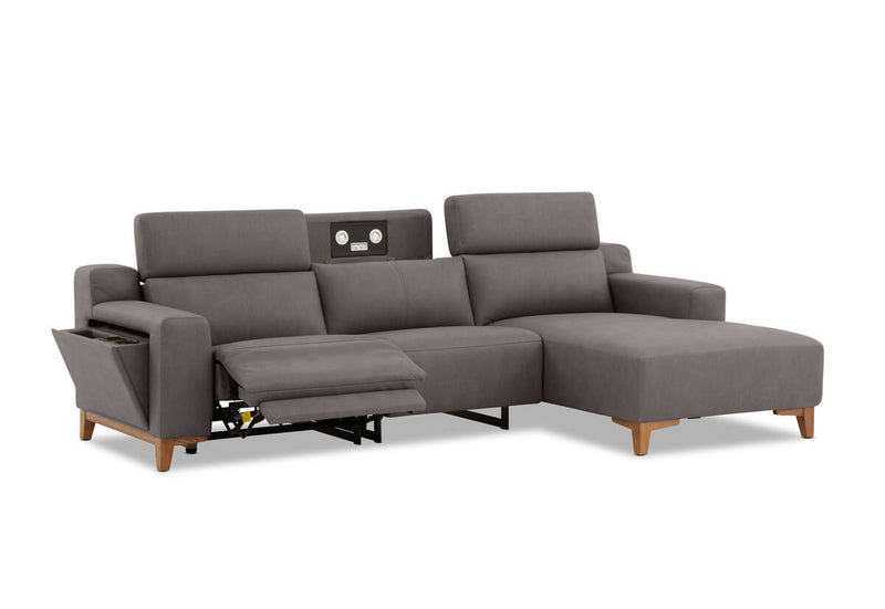 GAGE FABRIC 3 Seater Sofa with Electric Recliner and RHF Chaise