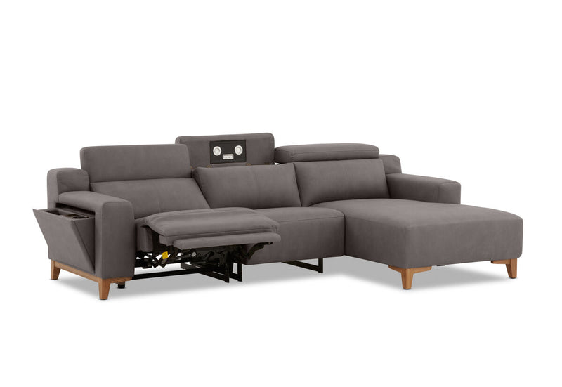 GAGE FABRIC 3 Seater Sofa with Electric Recliner and RHF Chaise