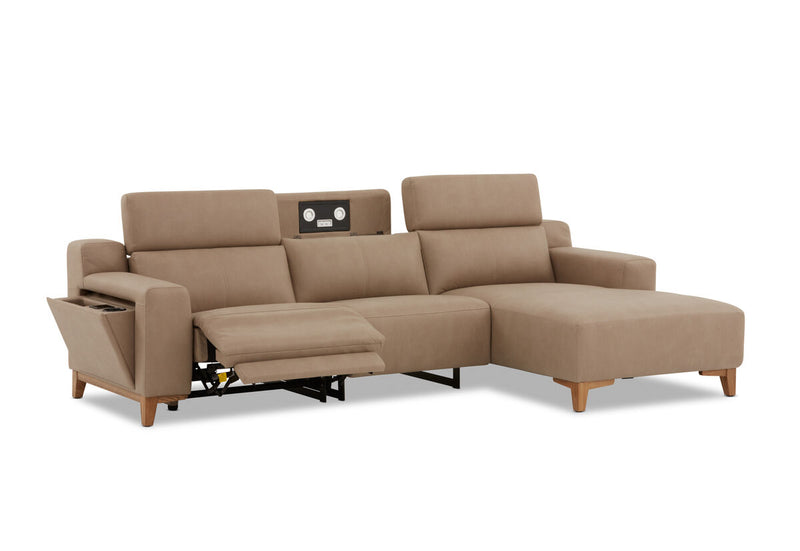 GAGE FABRIC 3 Seater Sofa with Electric Recliner & RHF Chaise