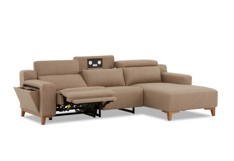 GAGE FABRIC 3 Seater Sofa with Electric Recliner & RHF Chaise