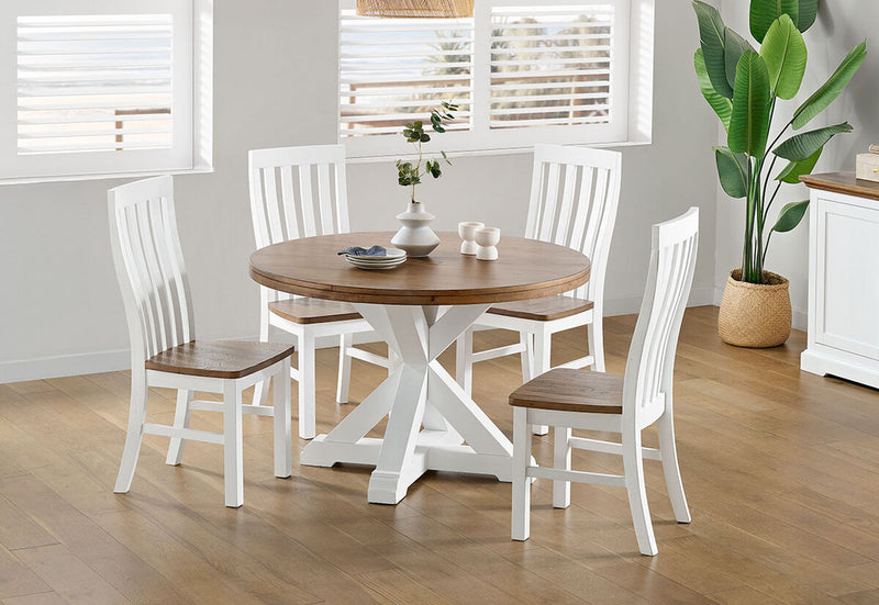 CHARLSBOURG 5 Piece 1200 Round Dining Suite