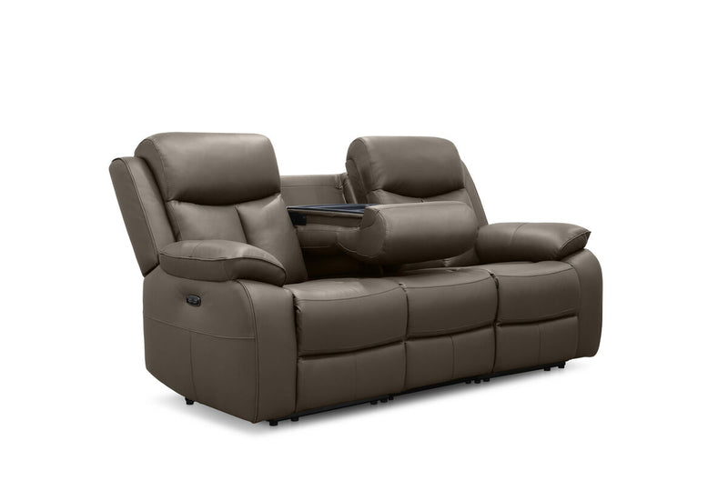 DACIA LEATHER 3 Seater Sofa with 2 inbuilt Electric Recliners