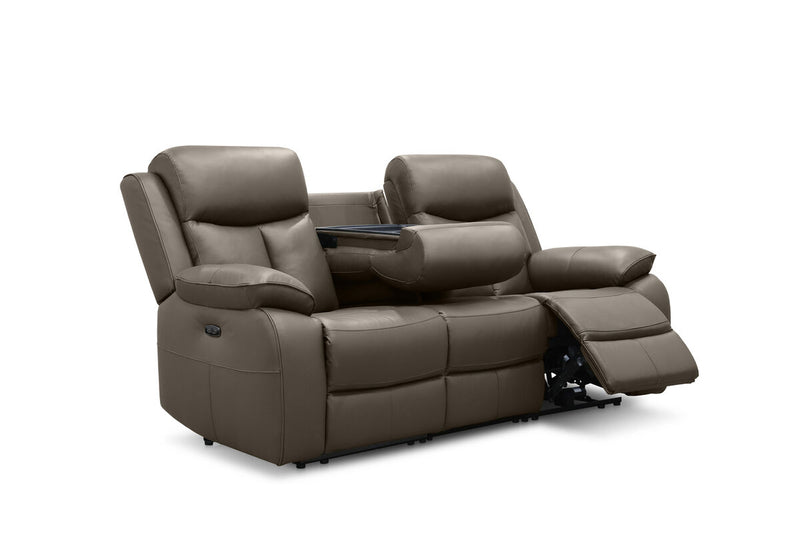 DACIA LEATHER 3 Seater Sofa with 2 inbuilt Electric Recliners