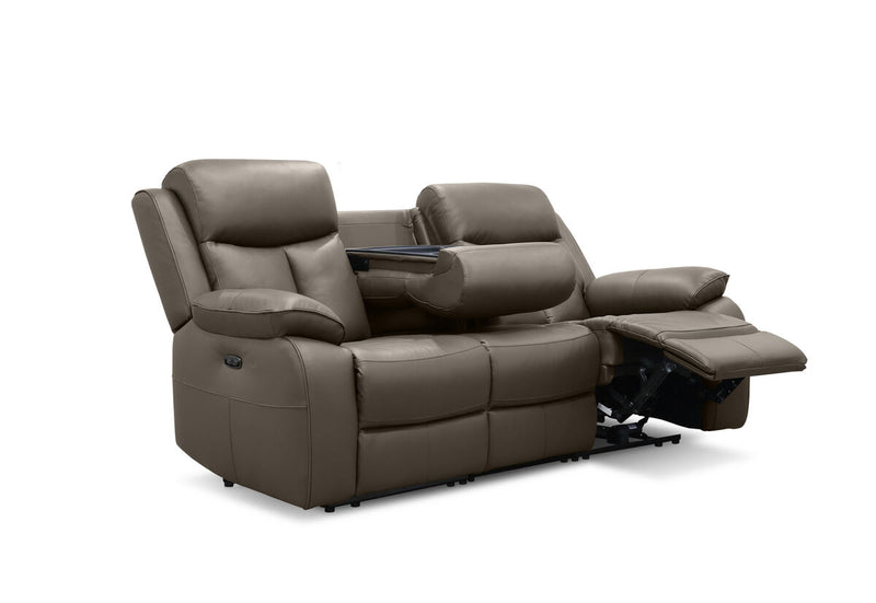 DACIA LEATHER 3 Seater Sofa with 2 inbuilt Electric Recliners