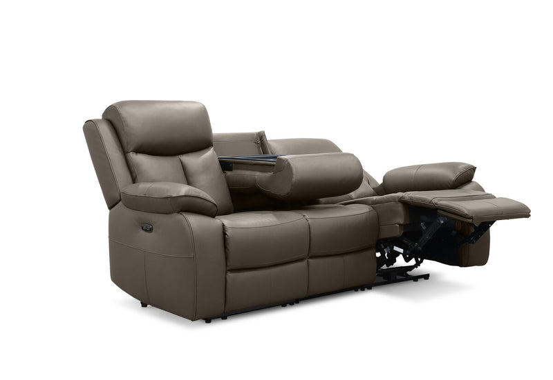 DACIA LEATHER 3 Seater Sofa with 2 inbuilt Electric Recliners