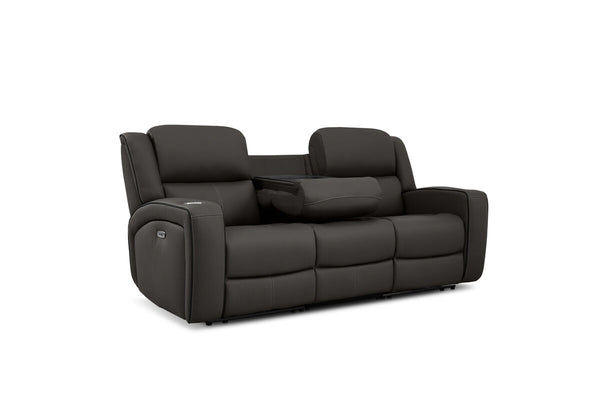 CAPALDI LEATHER 3 Seater Sofa with 2 Inbuilt Electric Recliners