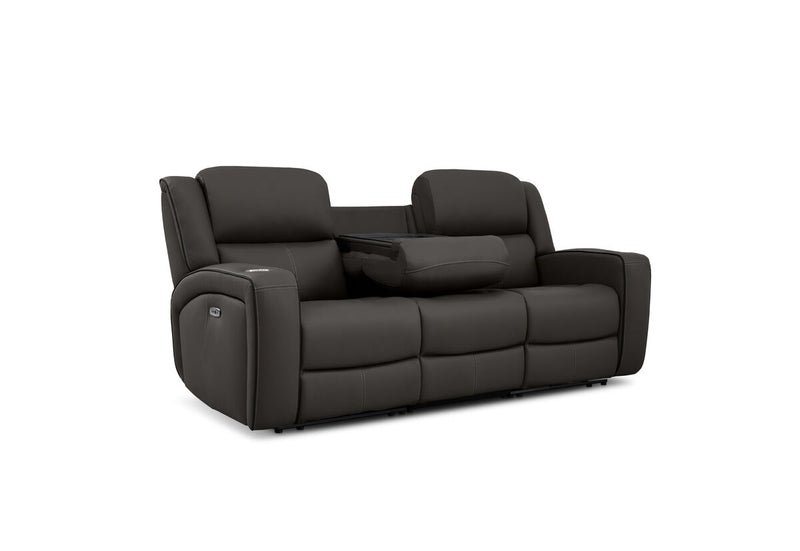 CAPALDI LEATHER 3 Seater Sofa with 2 Inbuilt Electric Recliners
