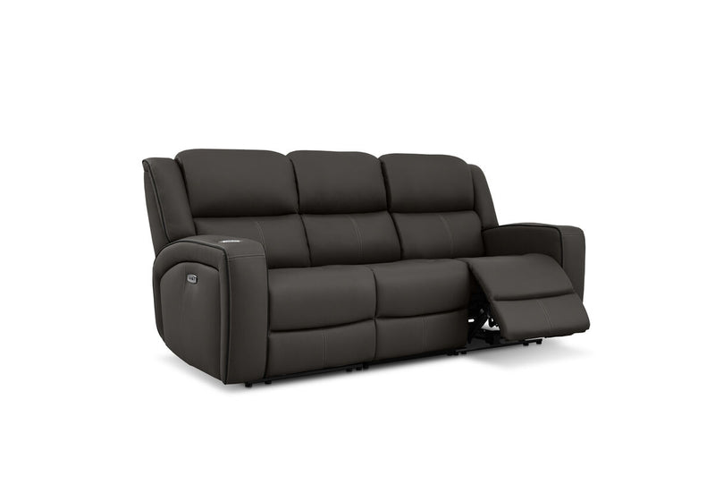 CAPALDI LEATHER 3 Seater Sofa with 2 Inbuilt Electric Recliners