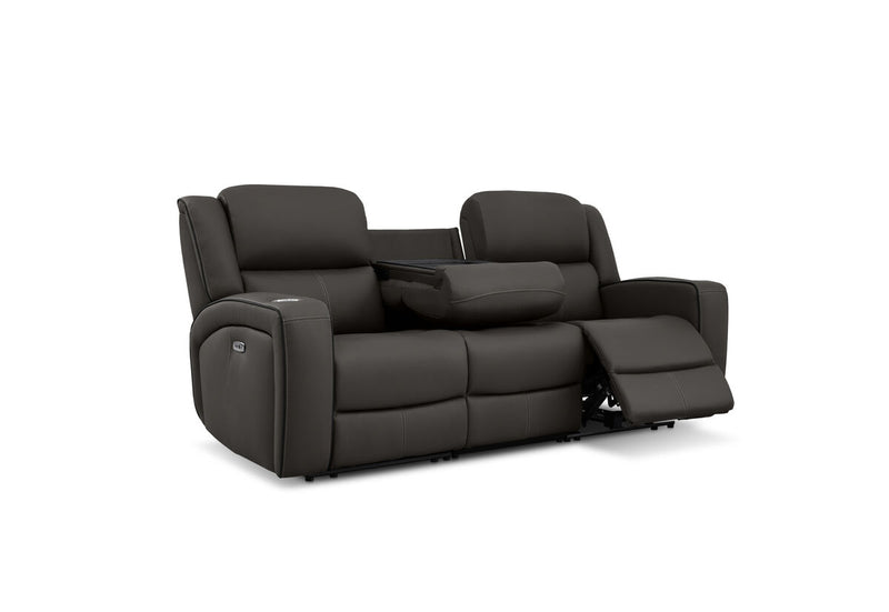 CAPALDI LEATHER 3 Seater Sofa with 2 Inbuilt Electric Recliners