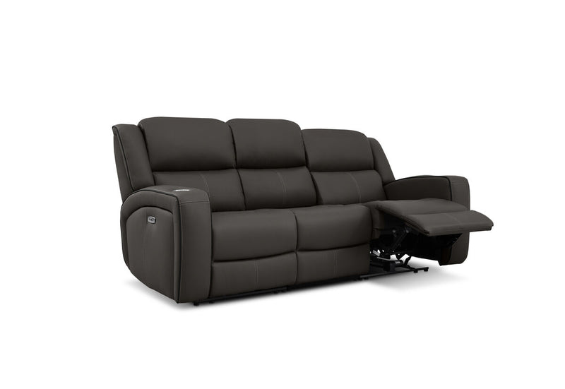 CAPALDI LEATHER 3 Seater Sofa with 2 Inbuilt Electric Recliners