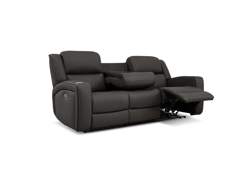 CAPALDI LEATHER 3 Seater Sofa with 2 Inbuilt Electric Recliners