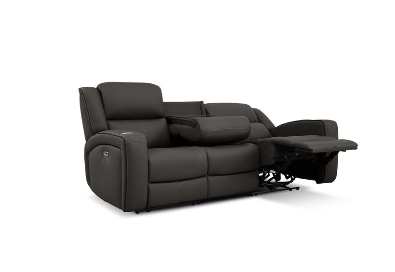 CAPALDI LEATHER 3 Seater Sofa with 2 Inbuilt Electric Recliners