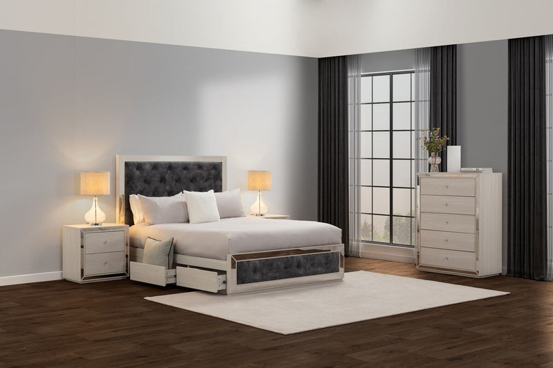 ISMENE 4 Piece Queen Bed Tall Chest Suite