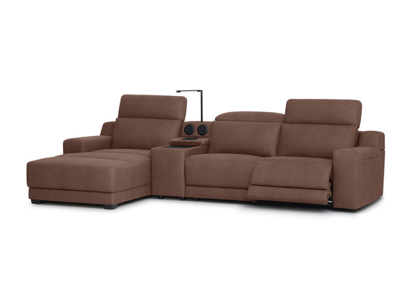 VANTRO FABRIC 3 Seater LHF Chaise with Speaker Console and Inbuilt Electric Recliner
