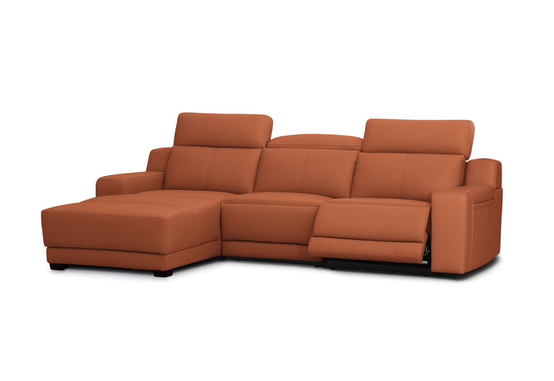 VANTRO LEATHER 3 Seater LHF Chaise with Inbuilt Electric Recliner