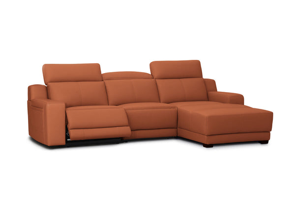 VANTRO LEATHER 3 Seater RHF Chaise with Inbuilt Electric Recliner