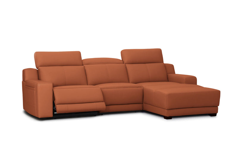 VANTRO LEATHER 3 Seater RHF Chaise with Inbuilt Electric Recliner