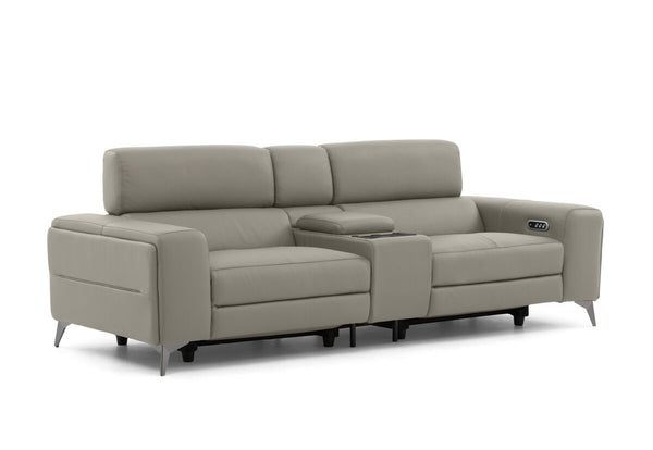 SINATRA LEATHER Media 3 Seater with 2 Inbuilt Electric Recliners