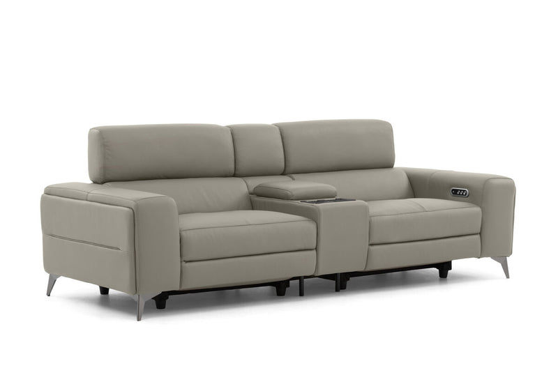 SINATRA LEATHER Media 3 Seater with 2 Inbuilt Electric Recliners