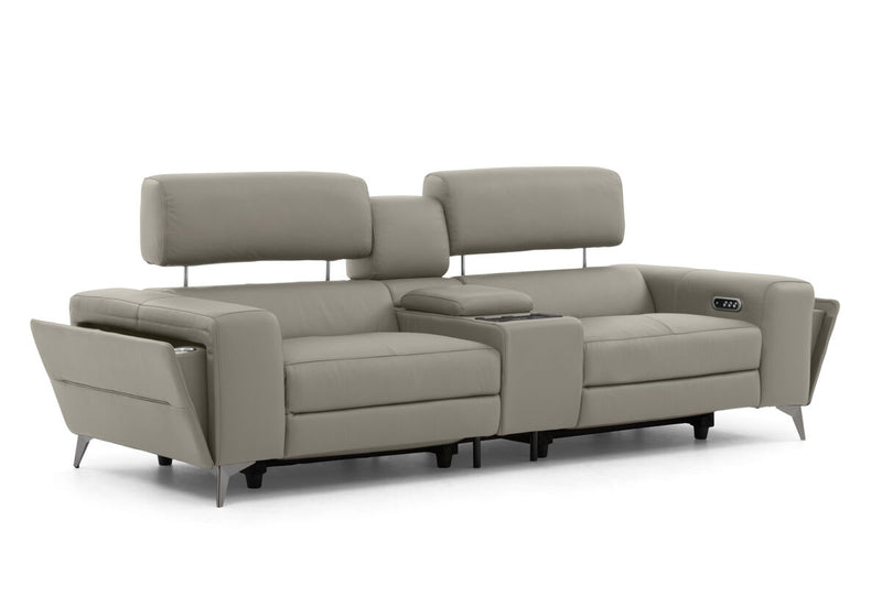 SINATRA LEATHER Media 3 Seater with 2 Inbuilt Electric Recliners