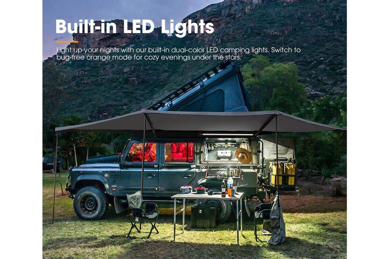 San Hima 180 Degree Awning With Side Wall Free-Standing Car Camping Sunshade