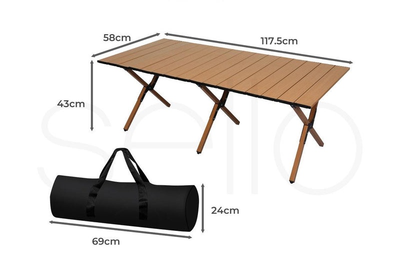 Levede Folding Camping Table Brown