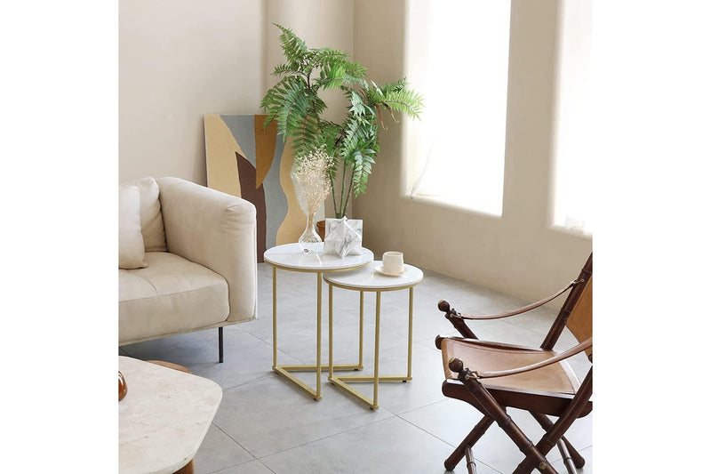 2 x Nesting bedside tables, Marble (Gold)