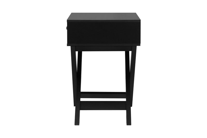 Oikiture Bedside Table Drawer Black Side End Table