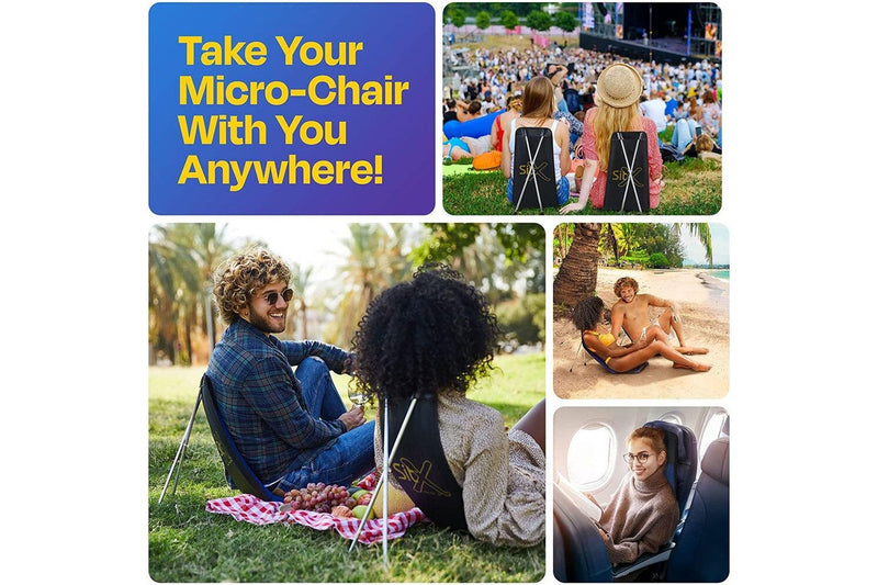 SitX AirPro Inflatable Foldable Portable Pocket-Sized Camping Chair Blue Black