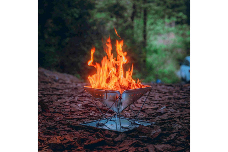 CAMPINGMOON Stove Fire Pit BBQ Grill Adjustable Camping Stainless Steel Medium MT-035