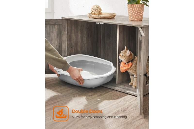 Cat Litter Box Enclosure with Removable Divider - Indoor Cat House and End Table