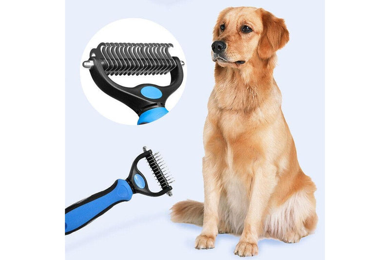 Ozstock Pet Dog Cat Grooming Comb Brush Undercoat Rake Dematting Deshedding Trimmer Blue